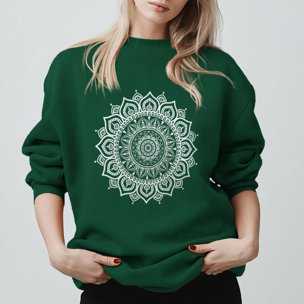 Felpa con stampa yoga Olivenorma Zen Mandala Sacred Geometry - Verde - 2XL - image 11