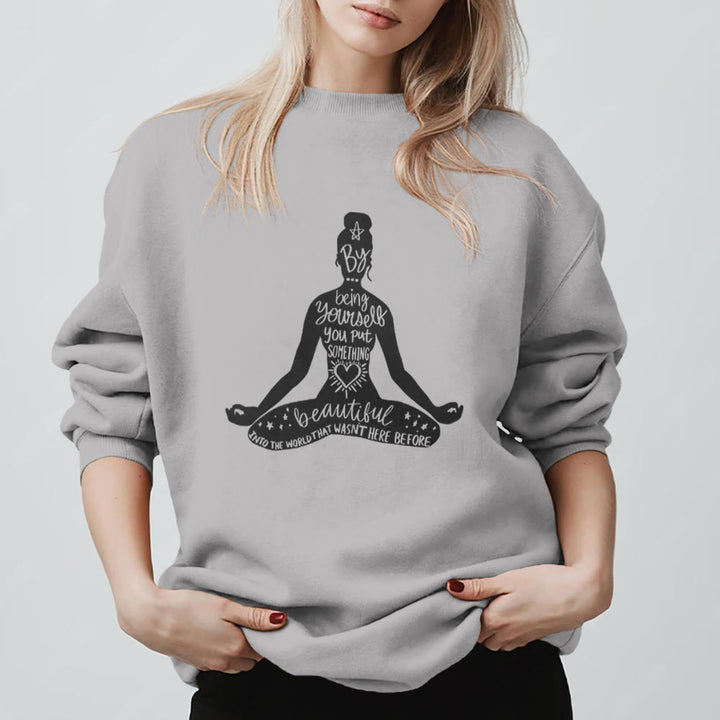 Felpa con stampa Olivenorma Mindful Balance Yoga Meditation - Grigio - 2XL - image 11