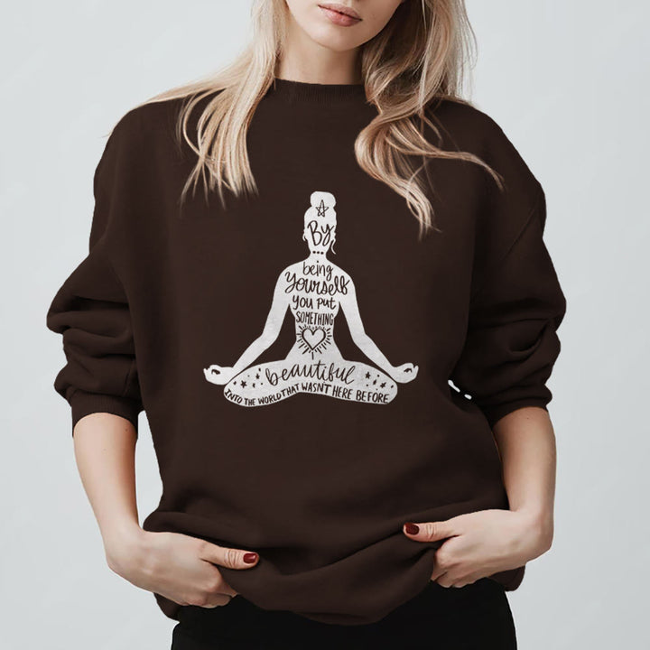 Felpa con stampa Olivenorma Mindful Balance Yoga Meditation - Marrone - 2XL - image 13