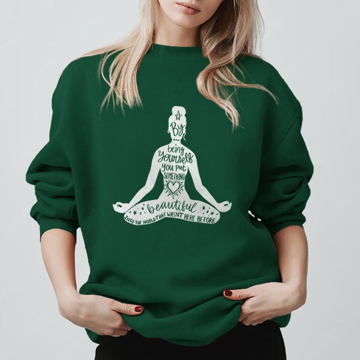 Felpa con stampa Olivenorma Mindful Balance Yoga Meditation - Verde - 2XL - image 0