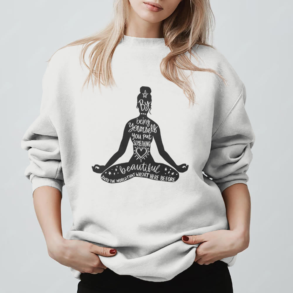 Felpa con stampa Olivenorma Mindful Balance Yoga Meditation - Bianco - 2XL - image 7