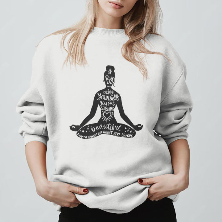 Felpa con stampa Olivenorma Mindful Balance Yoga Meditation - Bianco - 2XL - image 7