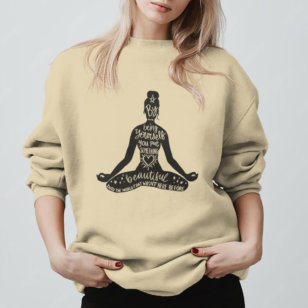 Felpa con stampa Olivenorma Mindful Balance Yoga Meditation - Giallo chiaro - 2XL - image 3