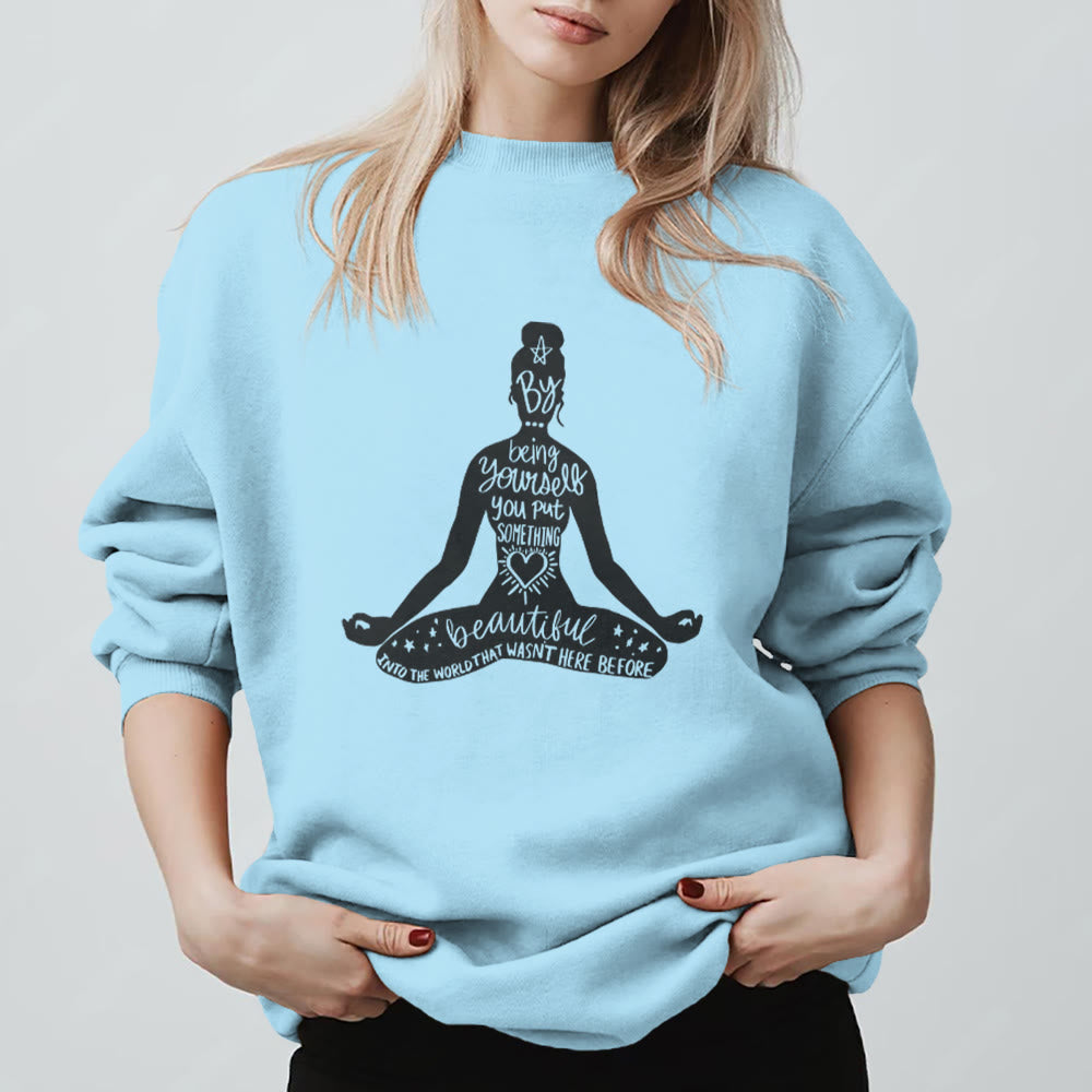 Felpa con stampa Olivenorma Mindful Balance Yoga Meditation - Blu - 2XL - image 15