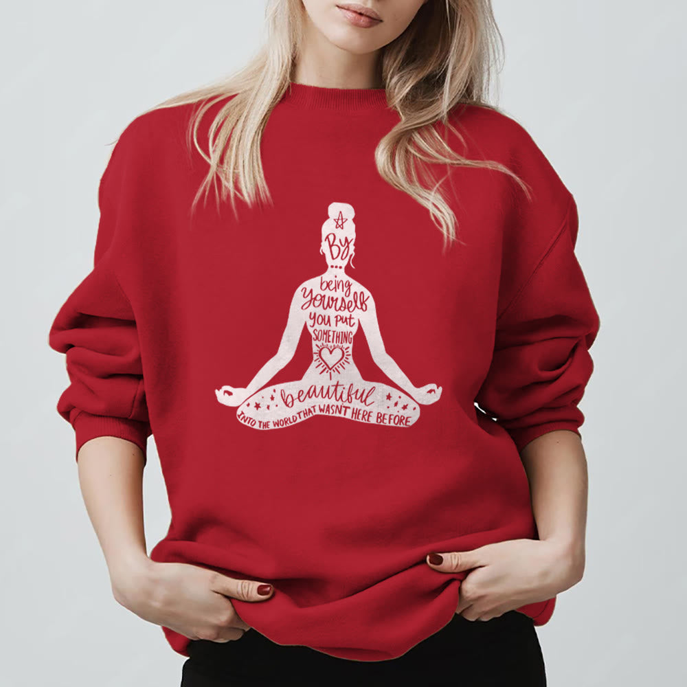 Felpa con stampa Olivenorma Mindful Balance Yoga Meditation - Rosso - 2XL - image 5