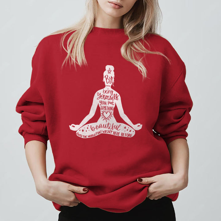 Felpa con stampa Olivenorma Mindful Balance Yoga Meditation - Rosso - 2XL - image 5