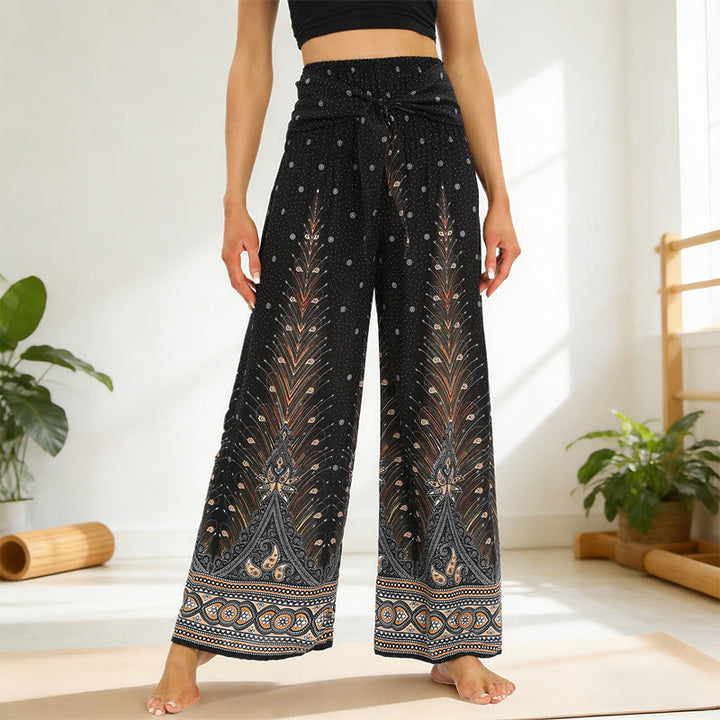 Olivenorma Pantaloni larghi casual estivi in ​​cotone stile etnico bohémien - image 4