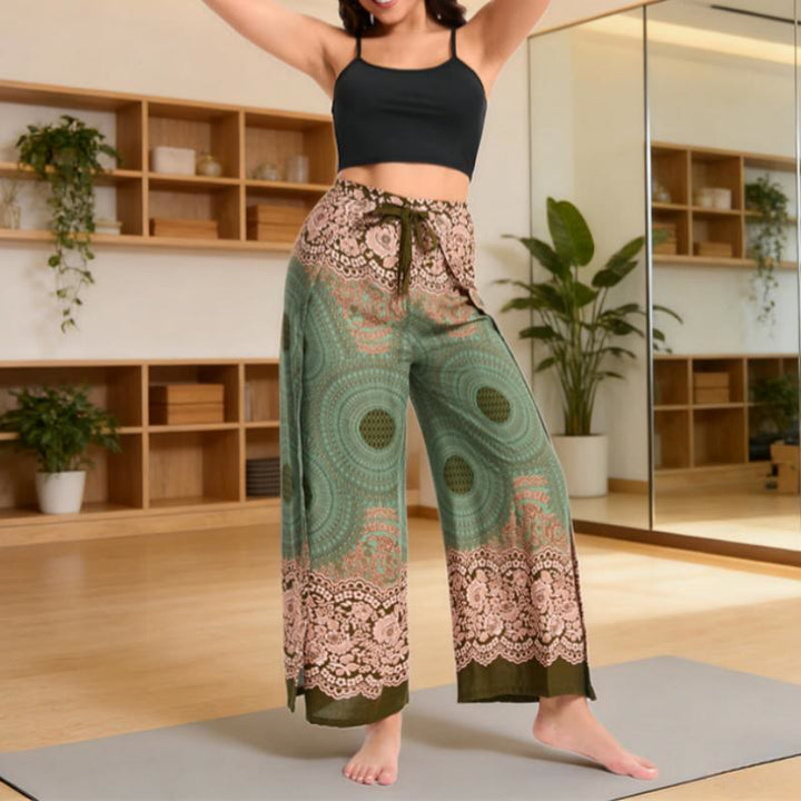 Olivenorma Pantaloni casual estivi in ​​cotone con stampa a farfalla e vestibilità ampia in stile bohémien - image 17