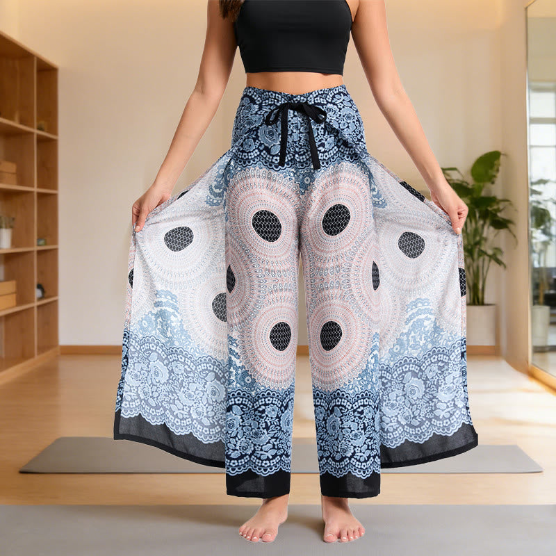 Olivenorma Pantaloni casual estivi in ​​cotone con stampa a farfalla e vestibilità ampia in stile bohémien - Bianco - image 10