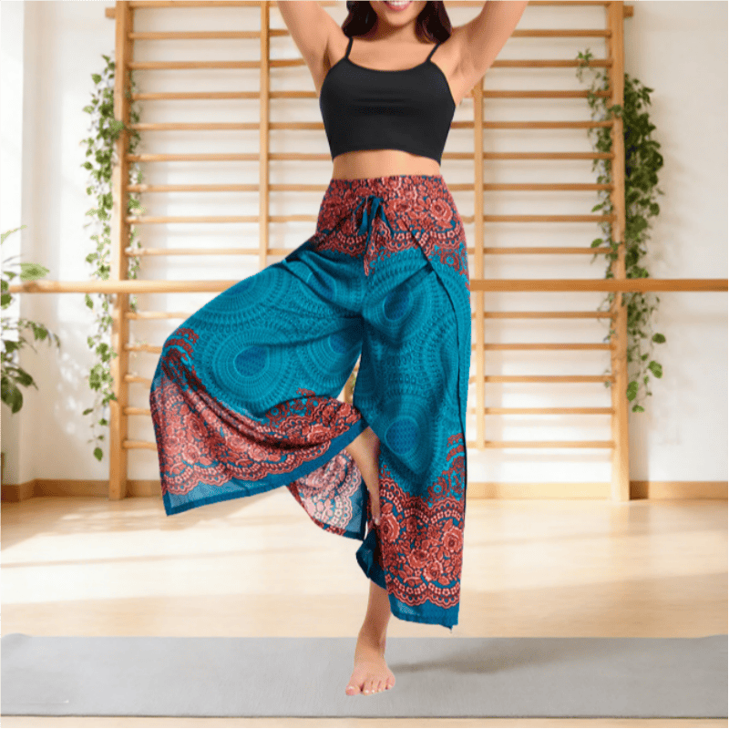 Olivenorma Pantaloni casual estivi in ​​cotone con stampa a farfalla e vestibilità ampia in stile bohémien - image 3