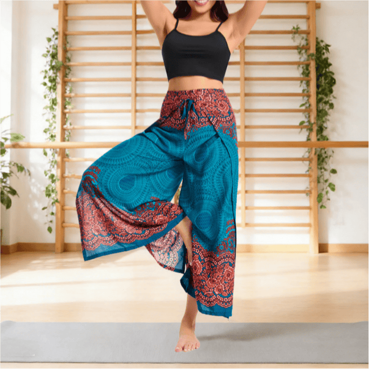 Olivenorma Pantaloni casual estivi in ​​cotone con stampa a farfalla e vestibilità ampia in stile bohémien - image 3