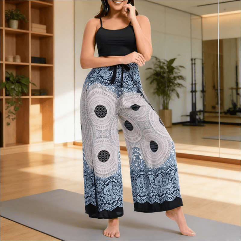 Olivenorma Pantaloni casual estivi in ​​cotone con stampa a farfalla e vestibilità ampia in stile bohémien - image 9