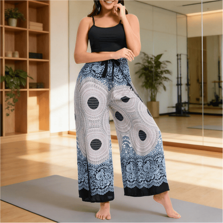 Olivenorma Pantaloni casual estivi in ​​cotone con stampa a farfalla e vestibilità ampia in stile bohémien - image 9