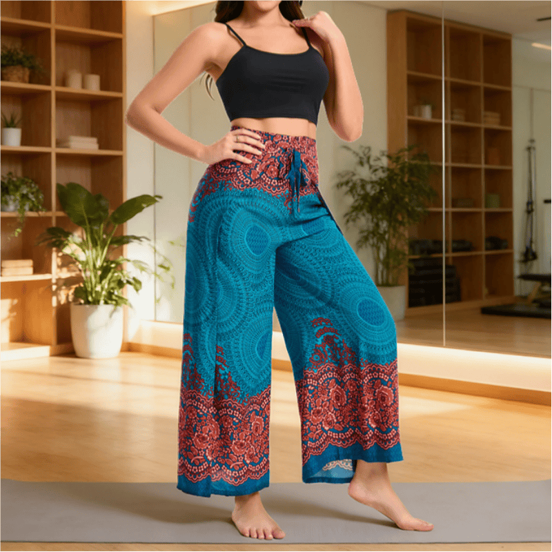 Olivenorma Pantaloni casual estivi in ​​cotone con stampa a farfalla e vestibilità ampia in stile bohémien - image 0