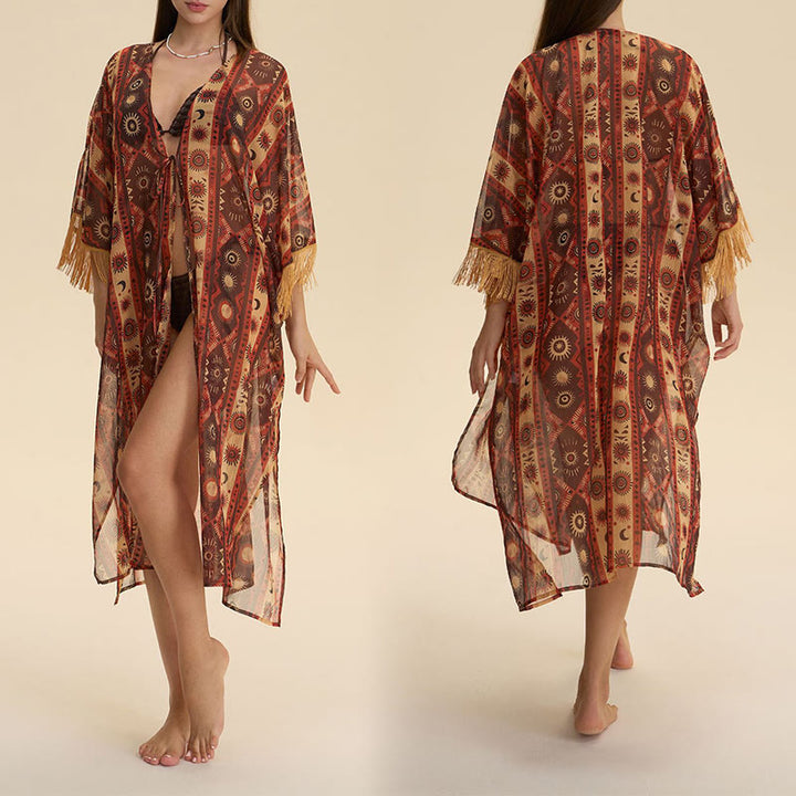 Olivenorma Cardigan estivo da donna in chiffon, vestibilità ampia e leggero, da spiaggia - image 5