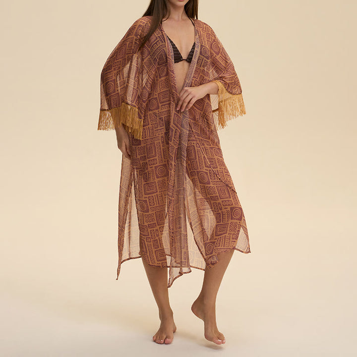 Olivenorma Cardigan estivo da donna in chiffon, vestibilità ampia e leggero, da spiaggia - image 4