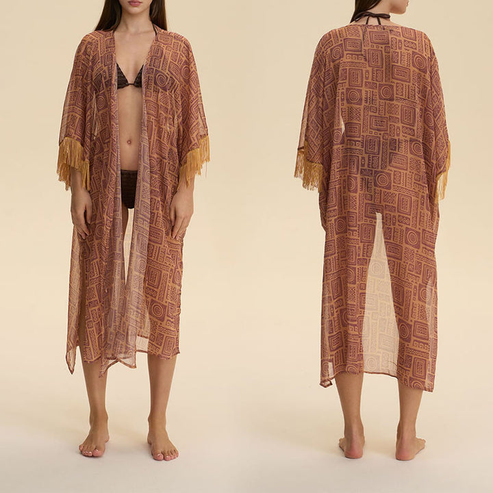 Olivenorma Cardigan estivo da donna in chiffon, vestibilità ampia e leggero, da spiaggia - image 2