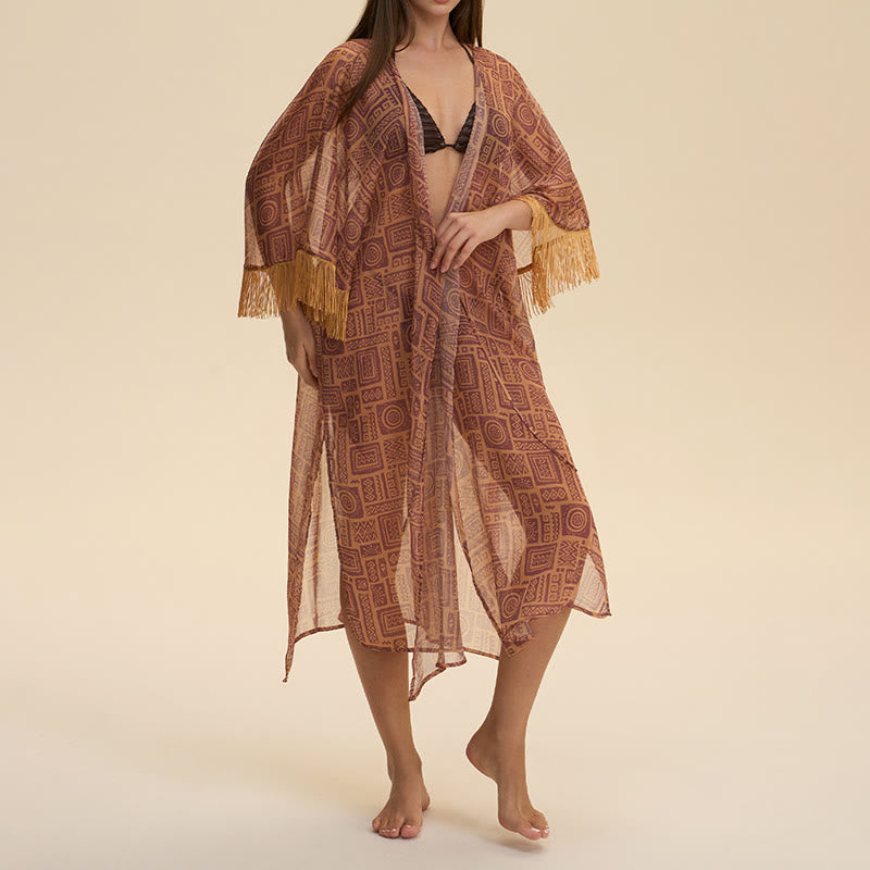 Olivenorma Cardigan estivo da donna in chiffon, vestibilità ampia e leggero, da spiaggia - image 4