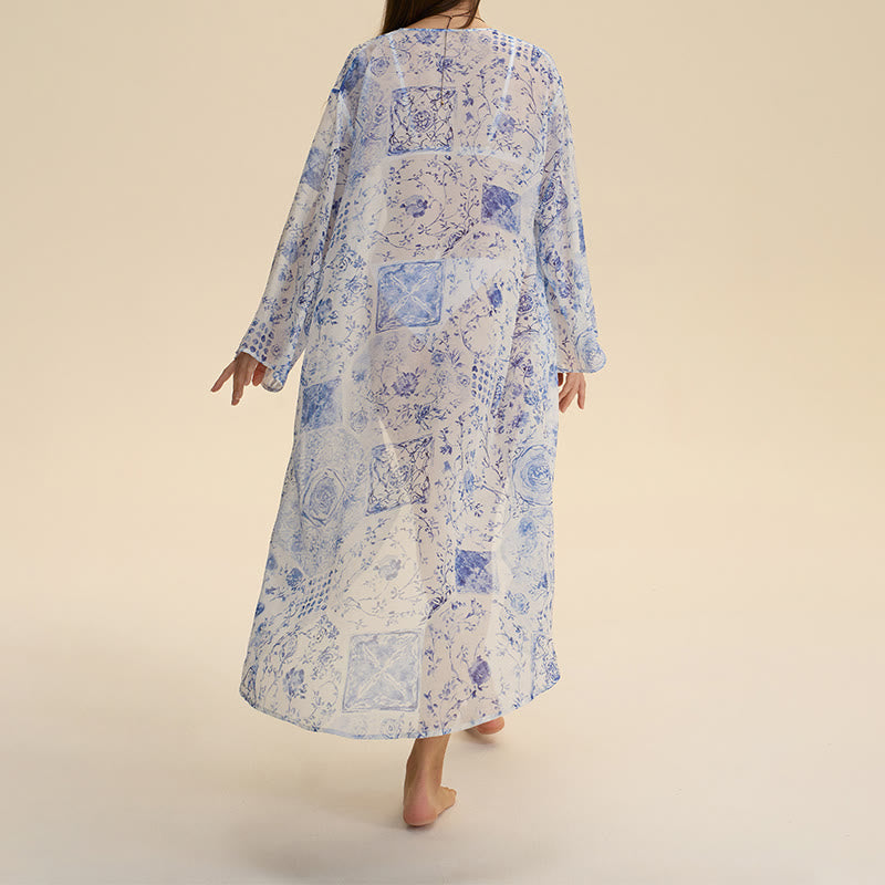 Olivenorma Cardigan da donna in chiffon traspirante, vestibilità ampia, estivo e autunnale - image 5