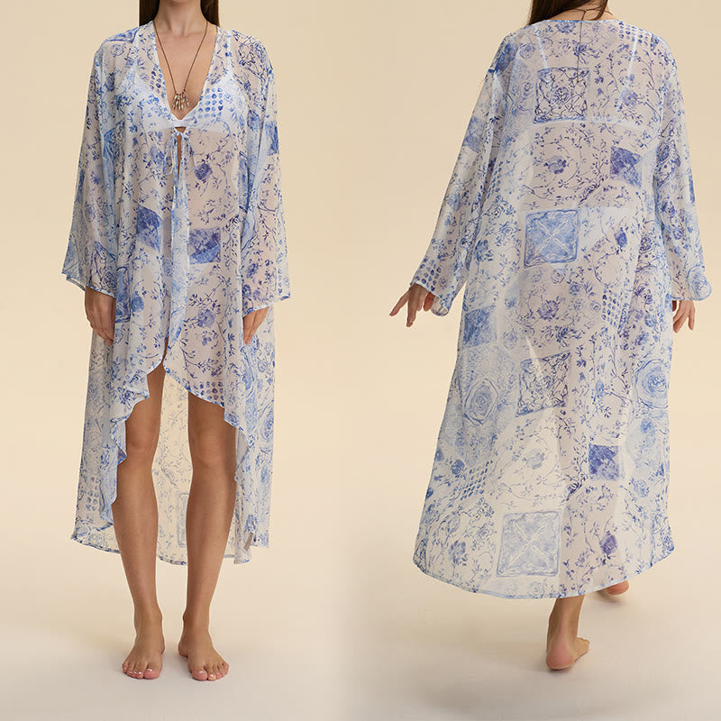 Olivenorma Cardigan da donna in chiffon traspirante, vestibilità ampia, estivo e autunnale - image 3