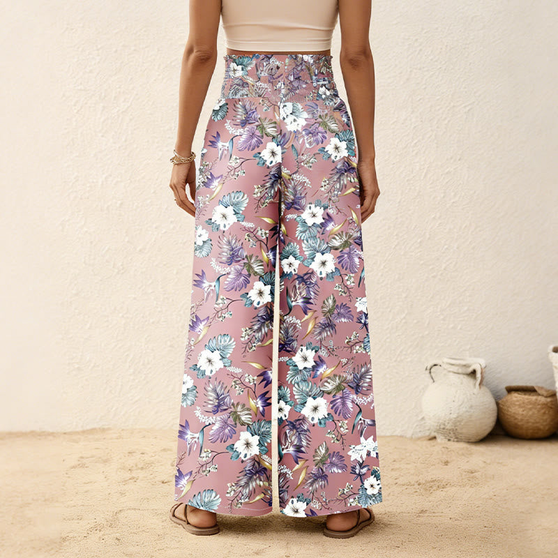 Olivenorma Pantaloni casual da donna con vita elasticizzata e gamba larga e drappeggio rilassato - image 4