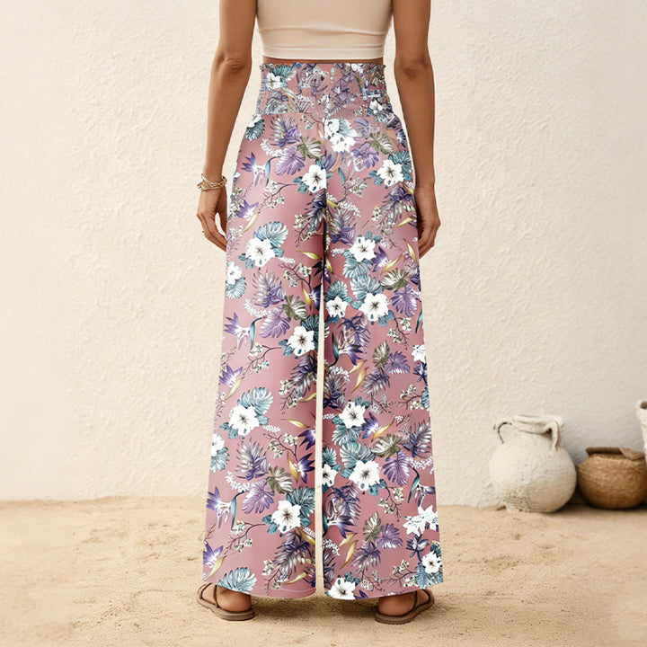 Olivenorma Pantaloni casual da donna con vita elasticizzata e gamba larga e drappeggio rilassato - image 4