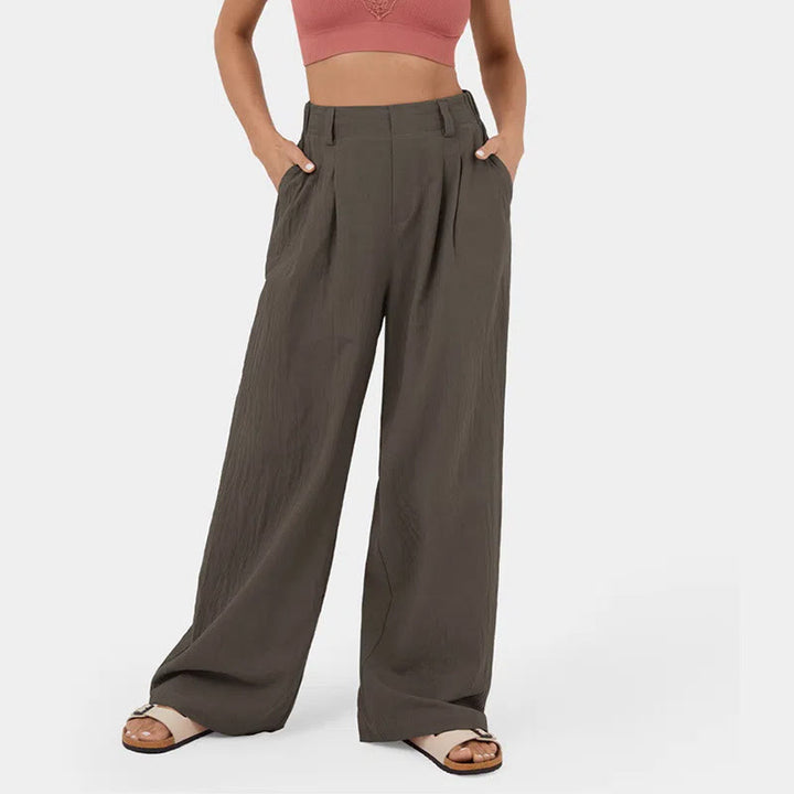 Olivenorma Pantaloni casual larghi e rilassati a vita alta da donna - Marrone - 3XL - image 10