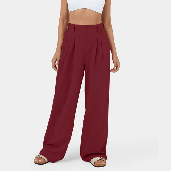 Olivenorma Pantaloni casual larghi e rilassati a vita alta da donna - Borgogna - 3XL - image 18