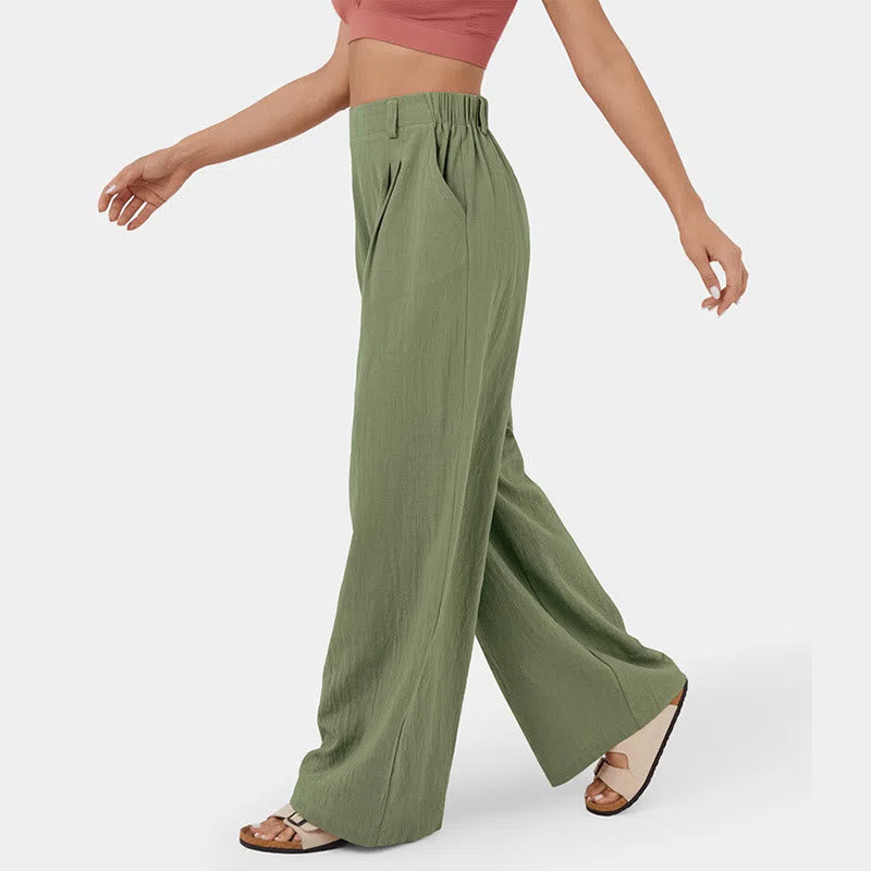 Olivenorma Pantaloni casual larghi e rilassati a vita alta da donna - image 9
