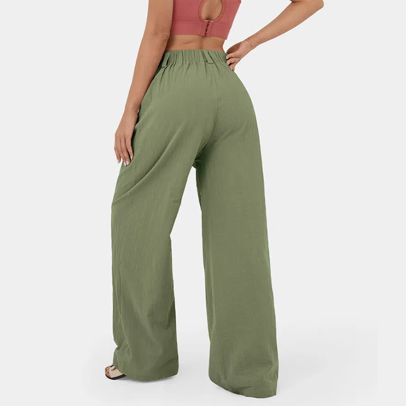 Olivenorma Pantaloni casual larghi e rilassati a vita alta da donna - image 8