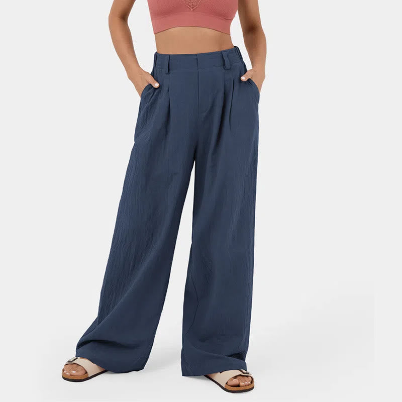 Olivenorma Pantaloni casual larghi e rilassati a vita alta da donna - Blu navy - 3XL - image 2