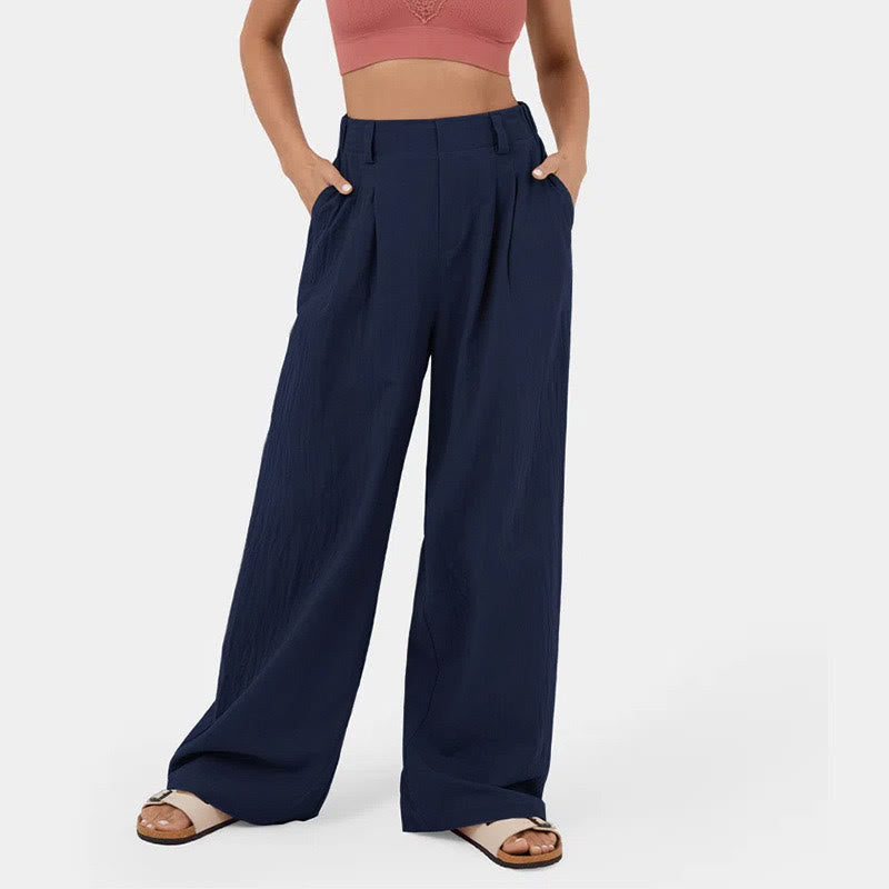 Olivenorma Pantaloni casual larghi e rilassati a vita alta da donna - Blu scuro - 3XL - image 16