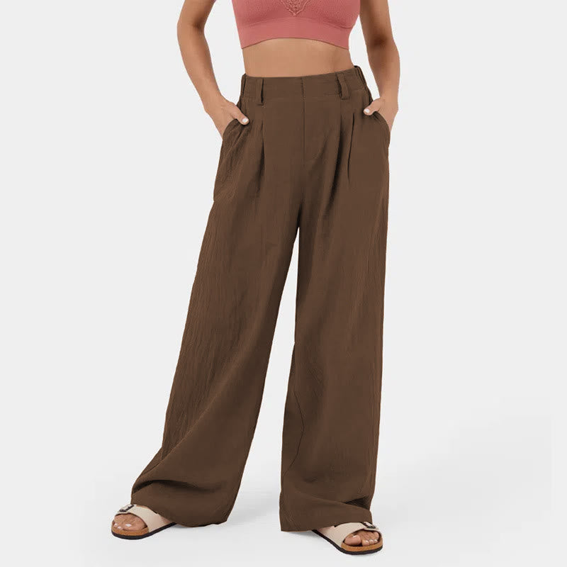 Olivenorma Pantaloni casual larghi e rilassati a vita alta da donna - Marrone scuro - 3XL - image 24