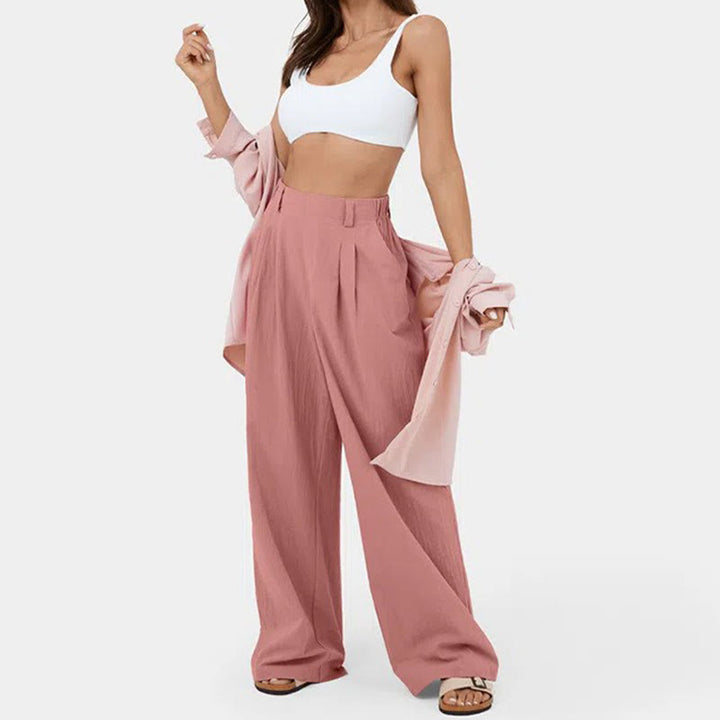 Olivenorma Pantaloni casual larghi e rilassati a vita alta da donna - image 5