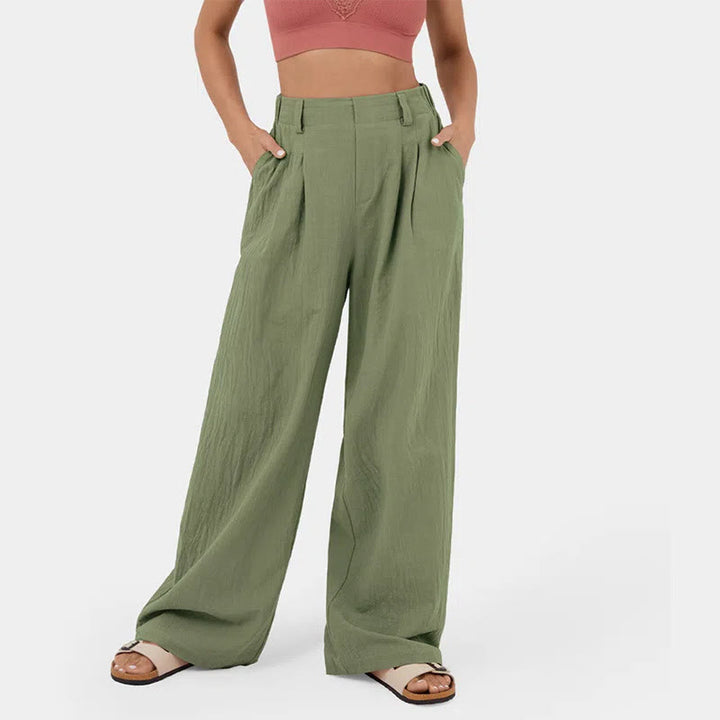 Olivenorma Pantaloni casual larghi e rilassati a vita alta da donna - Verde militare - 3XL - image 7