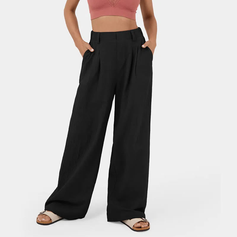 Olivenorma Pantaloni casual larghi e rilassati a vita alta da donna - Nero - 3XL - image 0