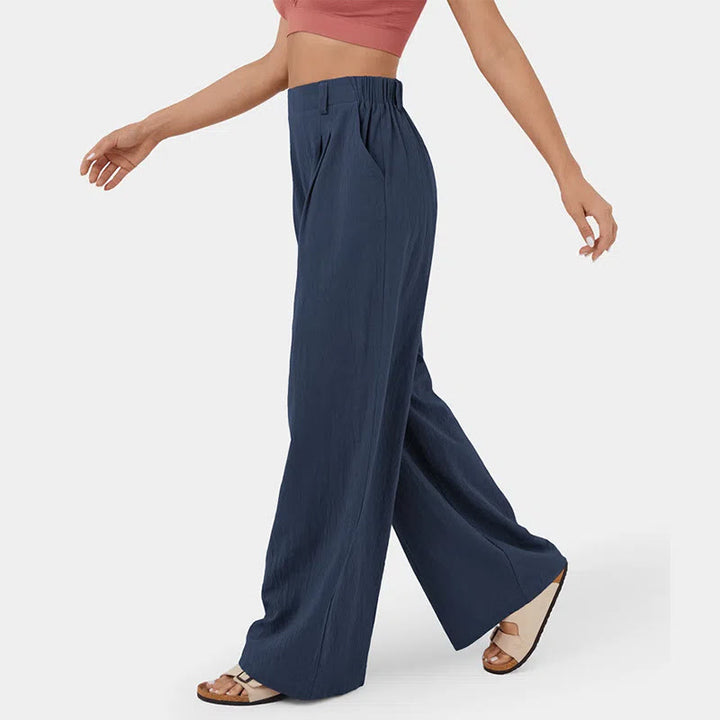 Olivenorma Pantaloni casual larghi e rilassati a vita alta da donna - image 3
