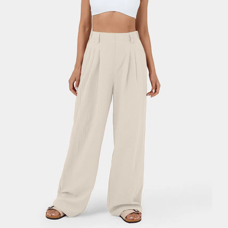 Olivenorma Pantaloni casual larghi e rilassati a vita alta da donna - Cachi chiaro - 3XL - image 14