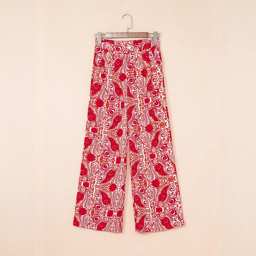 Olivenorma Pantaloni a gamba dritta con vita alta e stampa paisley da donna - image 0