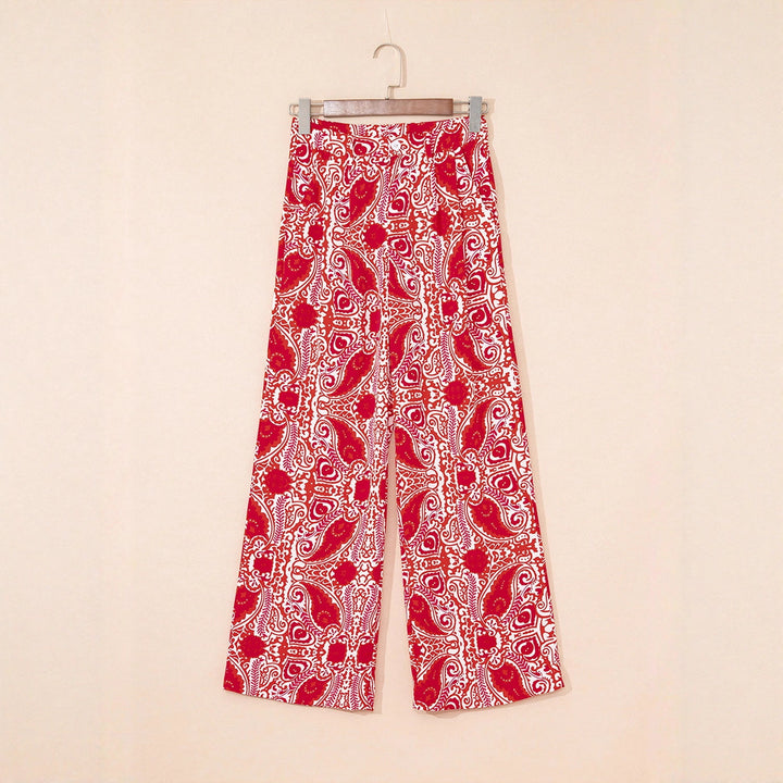 Olivenorma Pantaloni a gamba dritta con vita alta e stampa paisley da donna - image 0