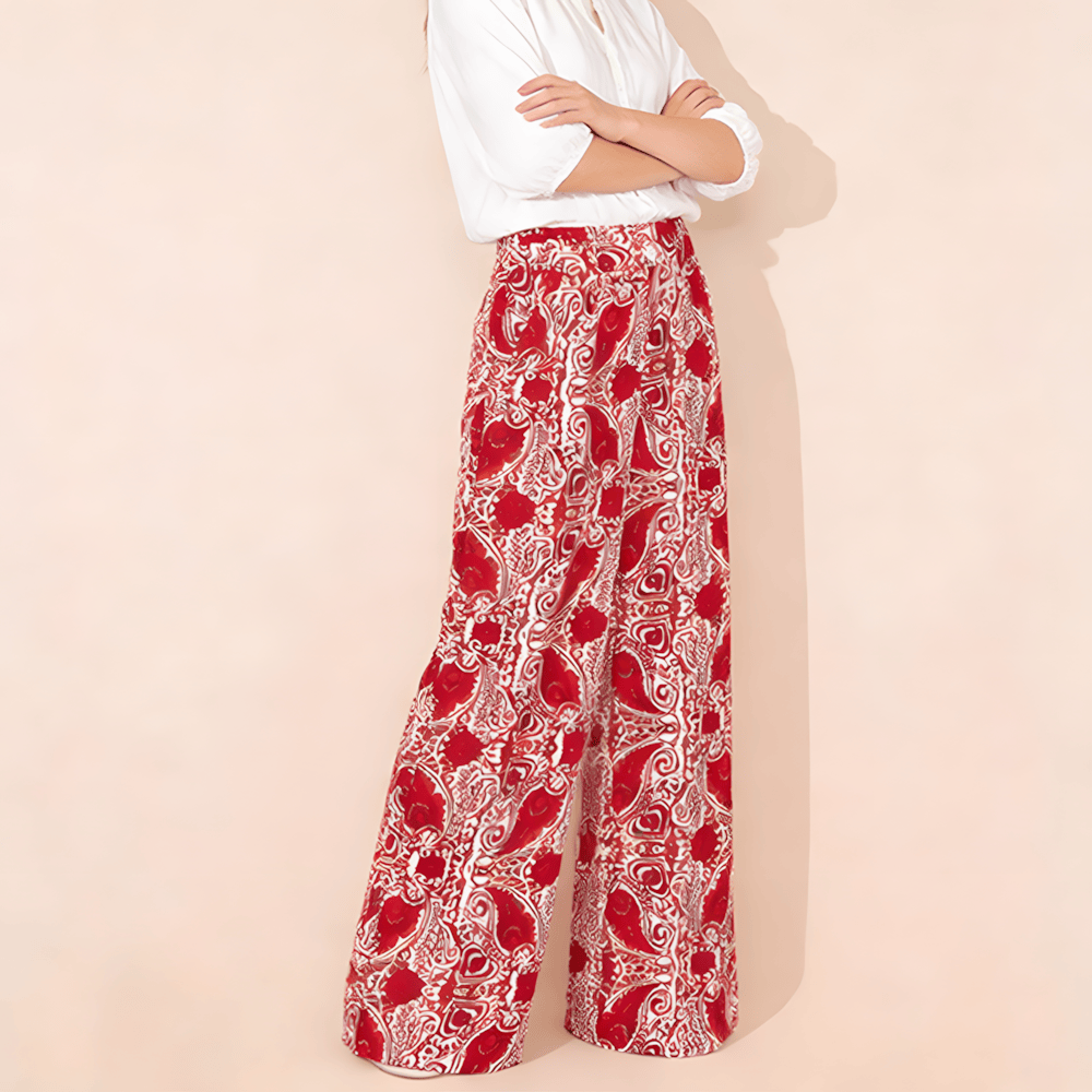 Olivenorma Pantaloni a gamba dritta con vita alta e stampa paisley da donna - image 2