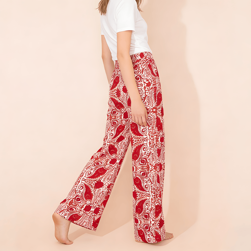 Olivenorma Pantaloni a gamba dritta con vita alta e stampa paisley da donna - image 4