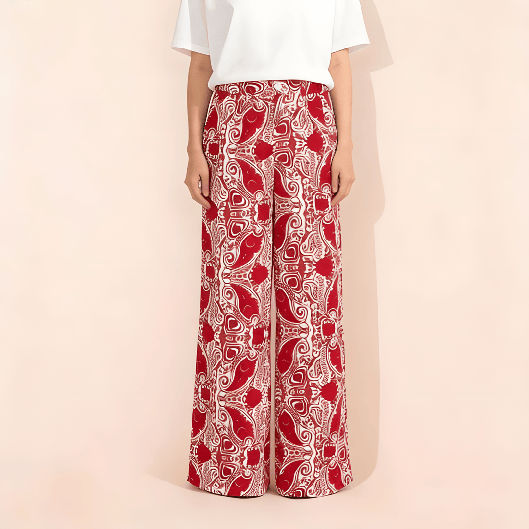 Olivenorma Pantaloni a gamba dritta con vita alta e stampa paisley da donna - XL - image 1
