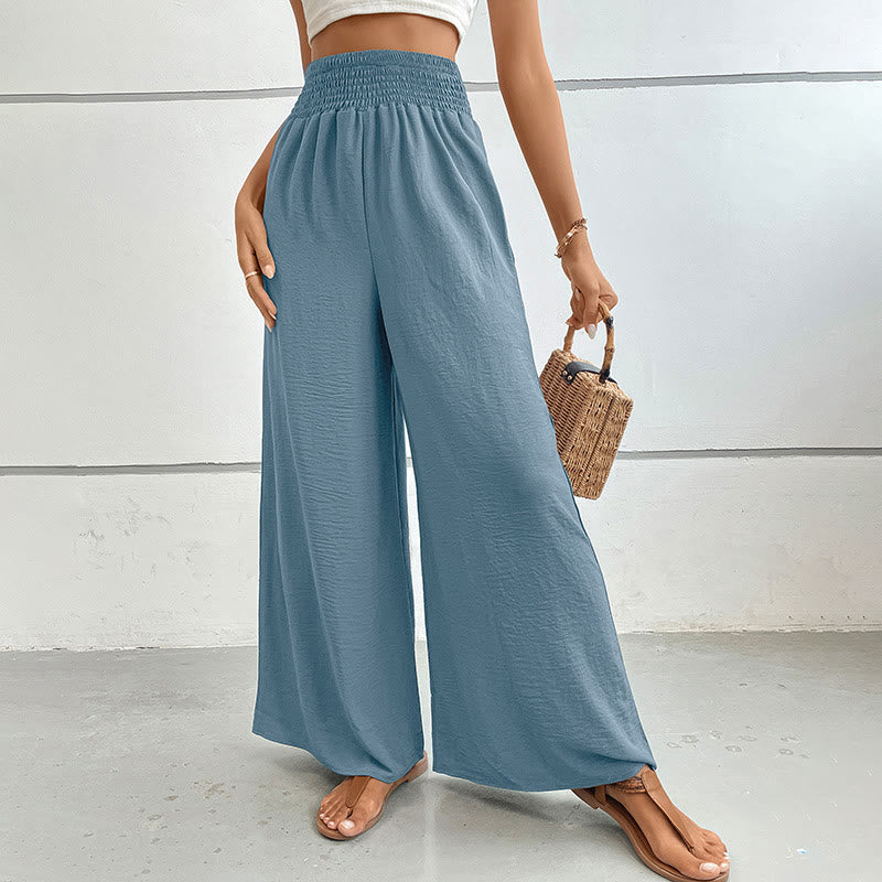Olivenorma Pantaloni estivi casual a vita alta con elastico in vita e gamba larga - Azzurro chiaro - XL - image 50