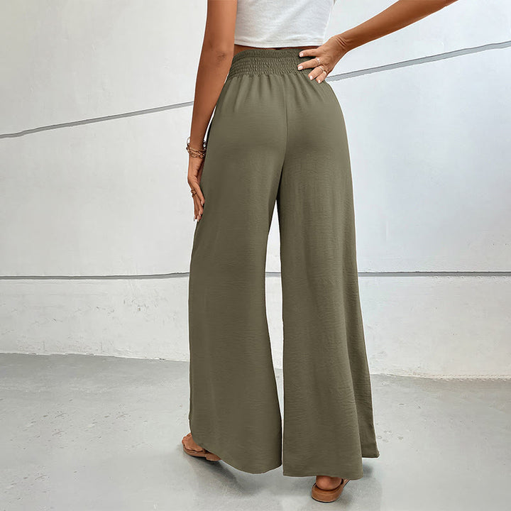 Olivenorma Pantaloni estivi casual a vita alta con elastico in vita e gamba larga - image 27