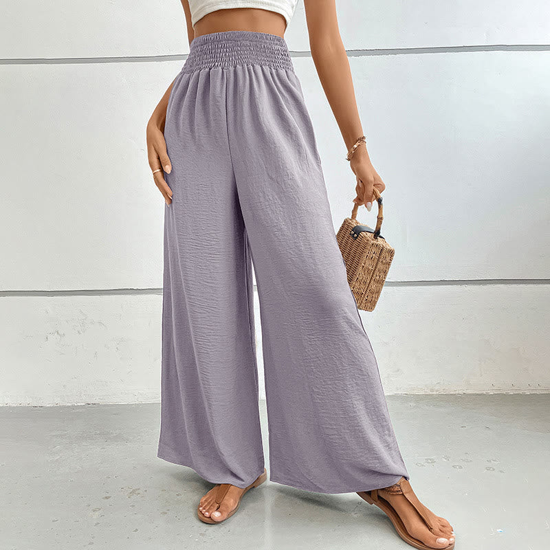 Olivenorma Pantaloni estivi casual a vita alta con elastico in vita e gamba larga - Grigio chiaro - XL - image 44