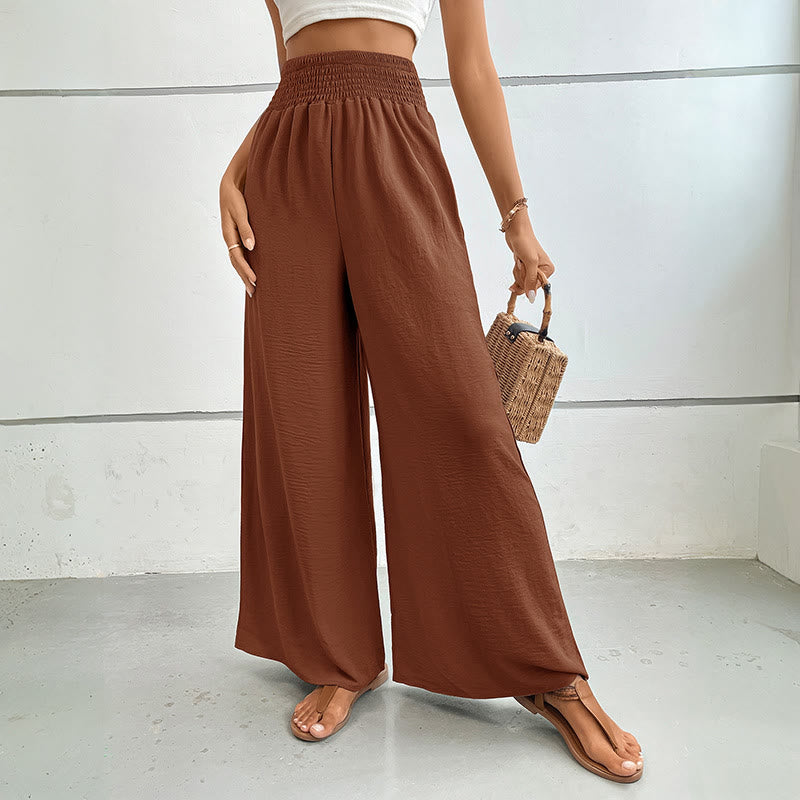 Olivenorma Pantaloni estivi casual a vita alta con elastico in vita e gamba larga - Cammello - XL - image 38
