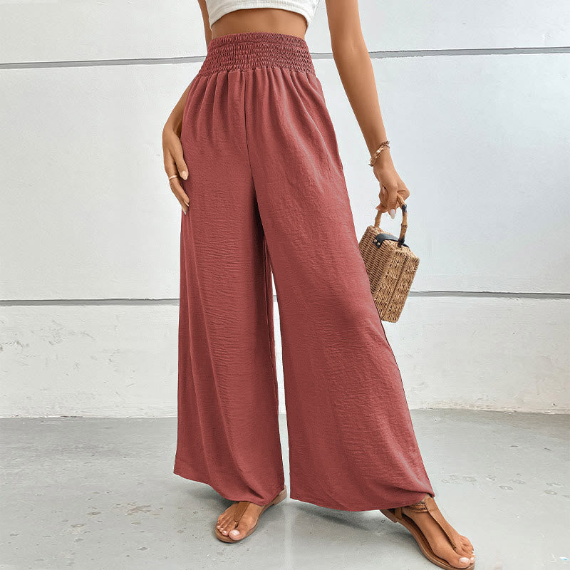 Olivenorma Pantaloni estivi casual a vita alta con elastico in vita e gamba larga - Mogano - XL - image 28
