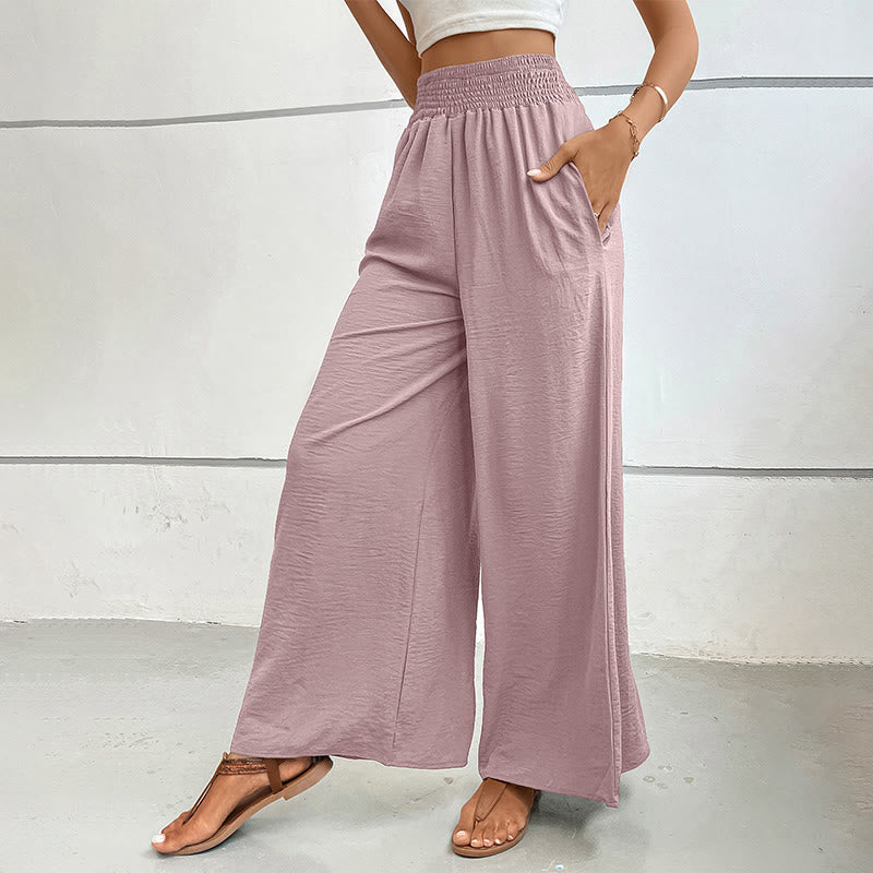 Olivenorma Pantaloni estivi casual a vita alta con elastico in vita e gamba larga - image 49
