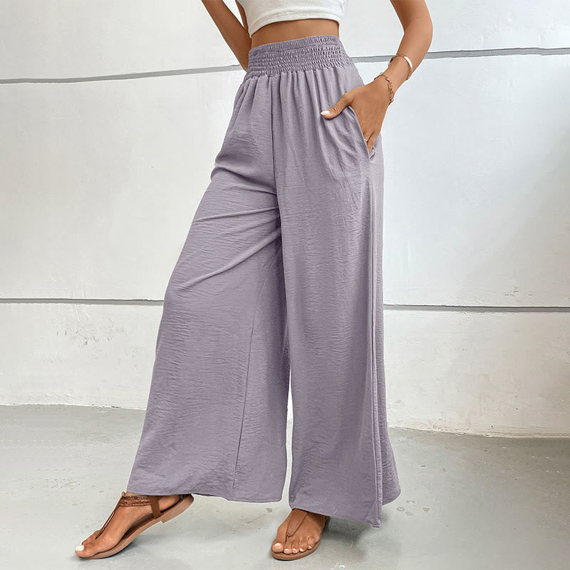 Olivenorma Pantaloni estivi casual a vita alta con elastico in vita e gamba larga - image 45